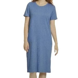 Jessica Simpson Women's Dress Midi Crinkle Knit Blue Size Medium NWT